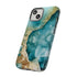 Aquamarine inspired Geode in Watercolor - Impact Resistant Phone Case